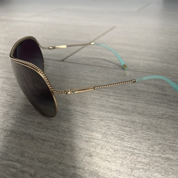 Tiffany & Co. Gold Braided and Signature Blue Women's Sunglasses - Picture 10 of 11